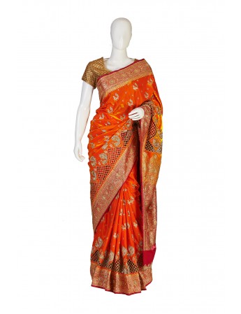 Banarasi Silk Orange Saree 