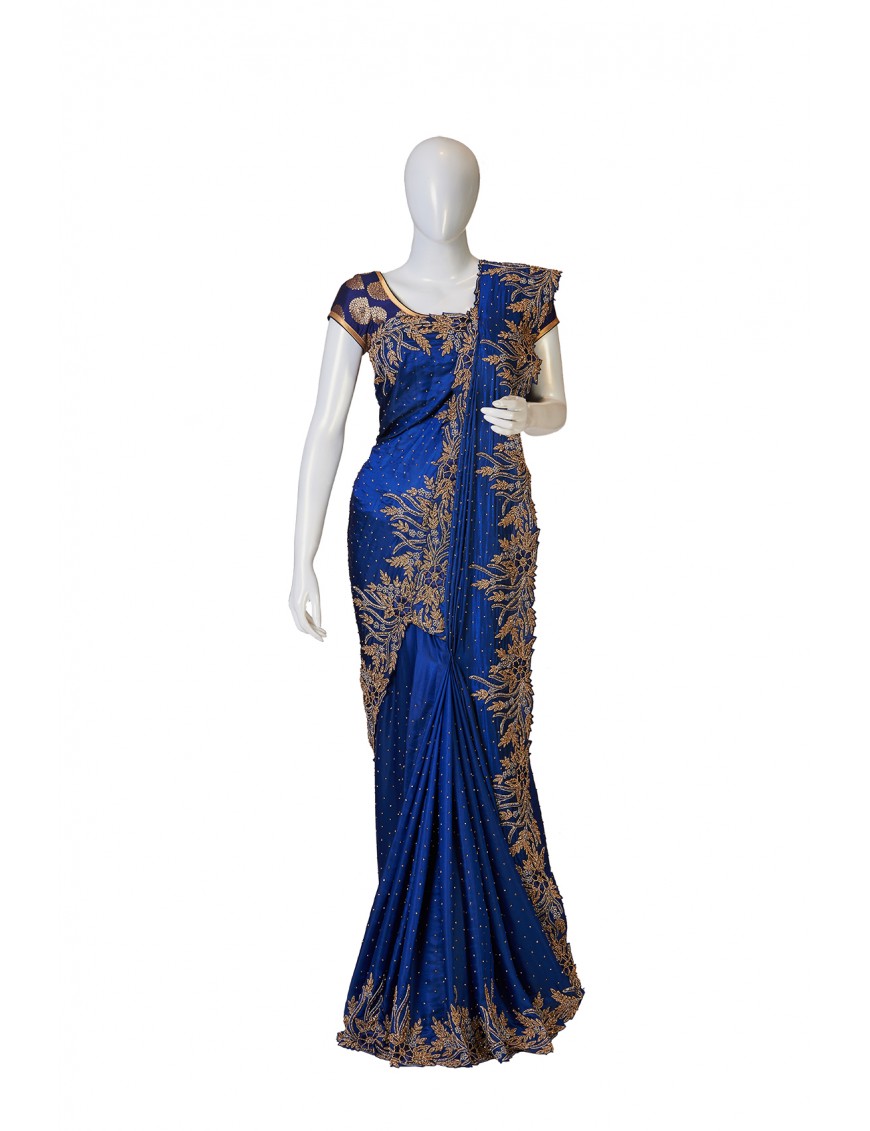 Satin Silk Royal Blue Saree 
