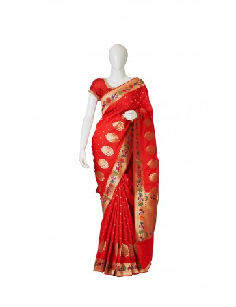 Banarasi Silk Red Saree 