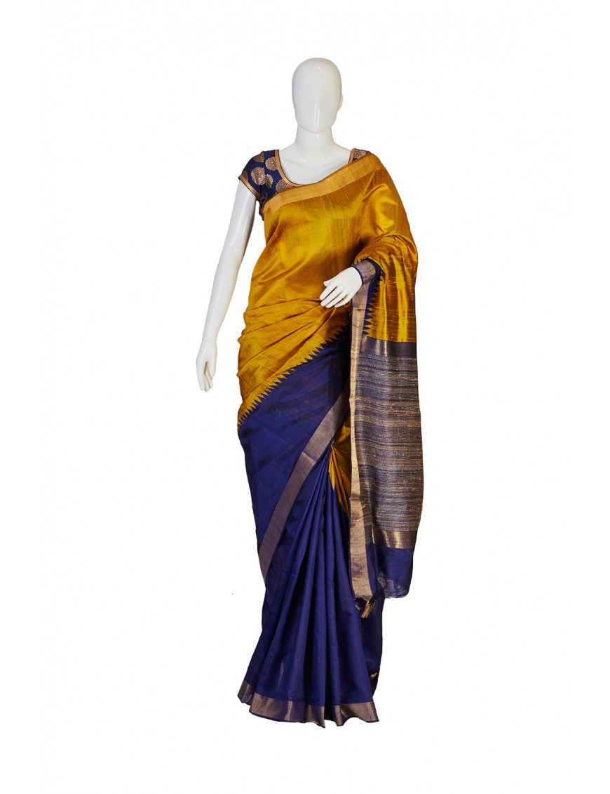 Bhagalpuri Handwoven Tussar Ghicha Silk Saree - Linen World