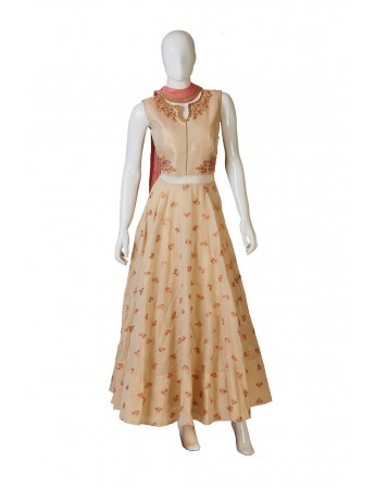 Tussar Silk Woven Indo-Western Dress 