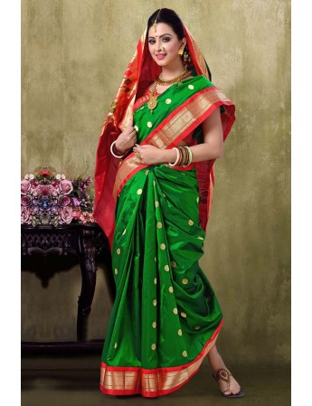 Paithani 9YDS Green Color Saree